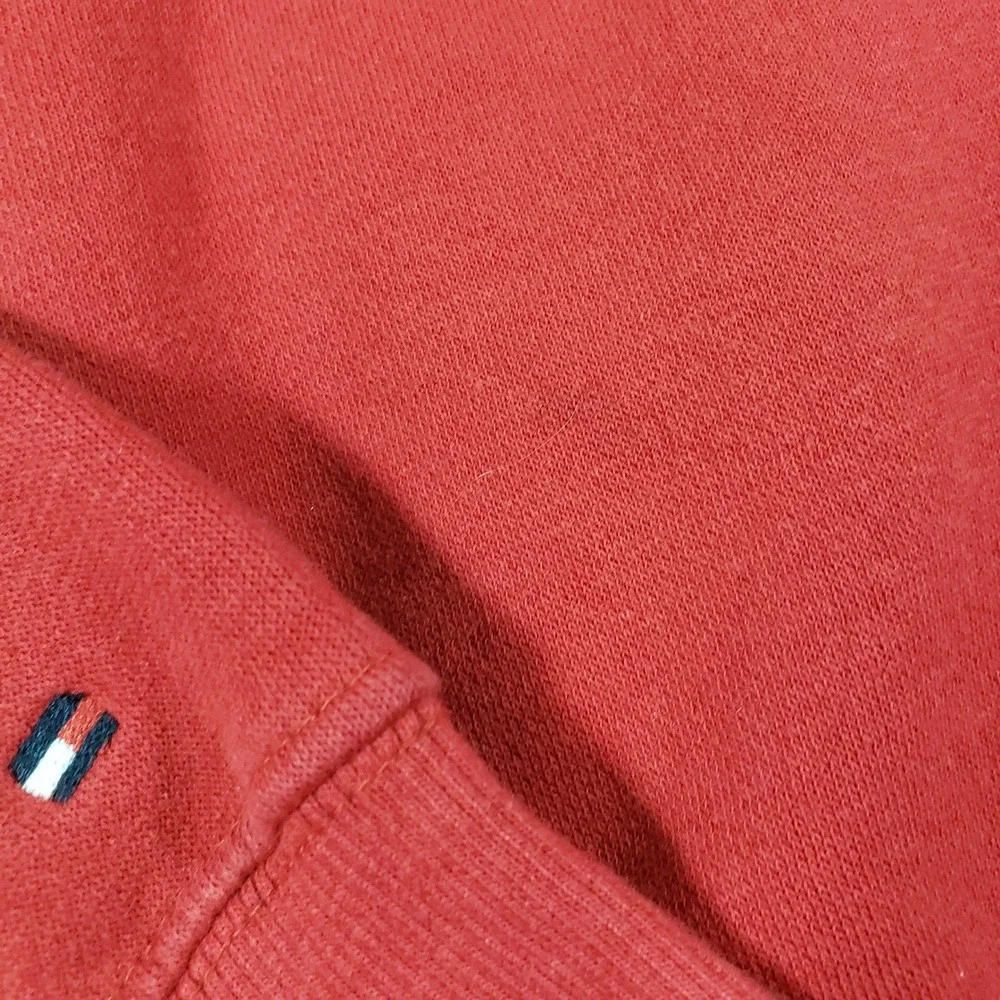 Tommy Hilfiger Red Hoodie Pullover Logo Emblem Fleece‎ Lined Boys Youth L 16 18